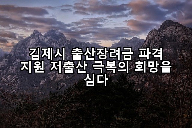 김제시 출산장려금 파격 지원 저출산 극복의 희망을 심다